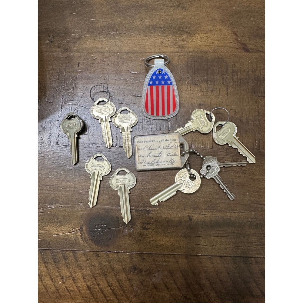 Vintage Key Lot Russwin Mosler Milwaukee National Safety Council Keychain Tag